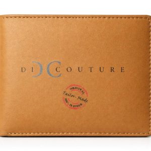 Di Couture Men's Bifold Wallet with ID Window, Genuine Leather, Tailor-Made, with Card Slot, ID Window and Coin Pocket (Tan)