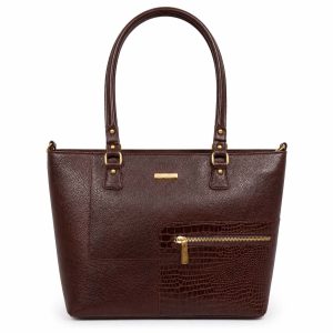 Ladies Handbag Brown Genuine Leather
