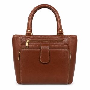 Ladies Handbag Brown Genuine Leather