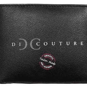 Di Couture Men's Bifold Wallet, Black & Grey, Genuine Leather, Tailor-Made, with Card Slots and Coin Pocket